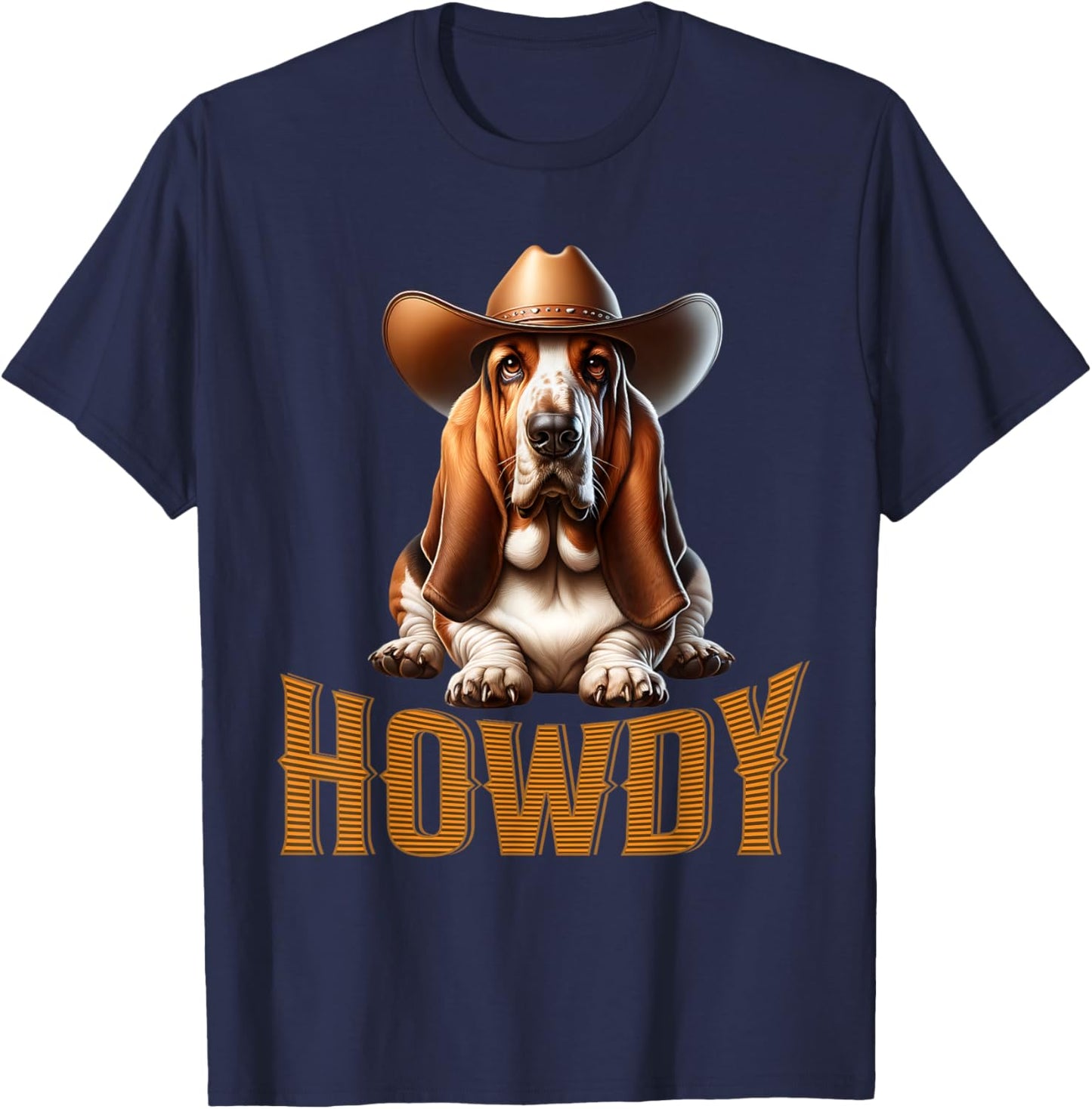 Basset Hound Dog Lover Cowboy Cowgirl Howdy Dog Lover T-Shirt - T-Shirt | Navy