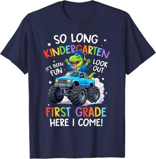 So Long Kindergarten 1st Grade Here I Come Graduation Boys T-Shirt - T-Shirt | Navy