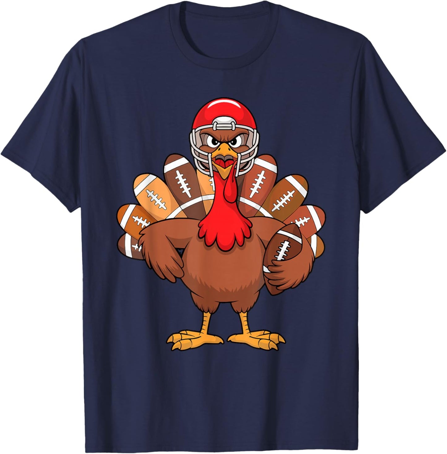 Thanksgiving Football Cool Football Turkey Kids Boys T-Shirt - T-Shirt | Navy