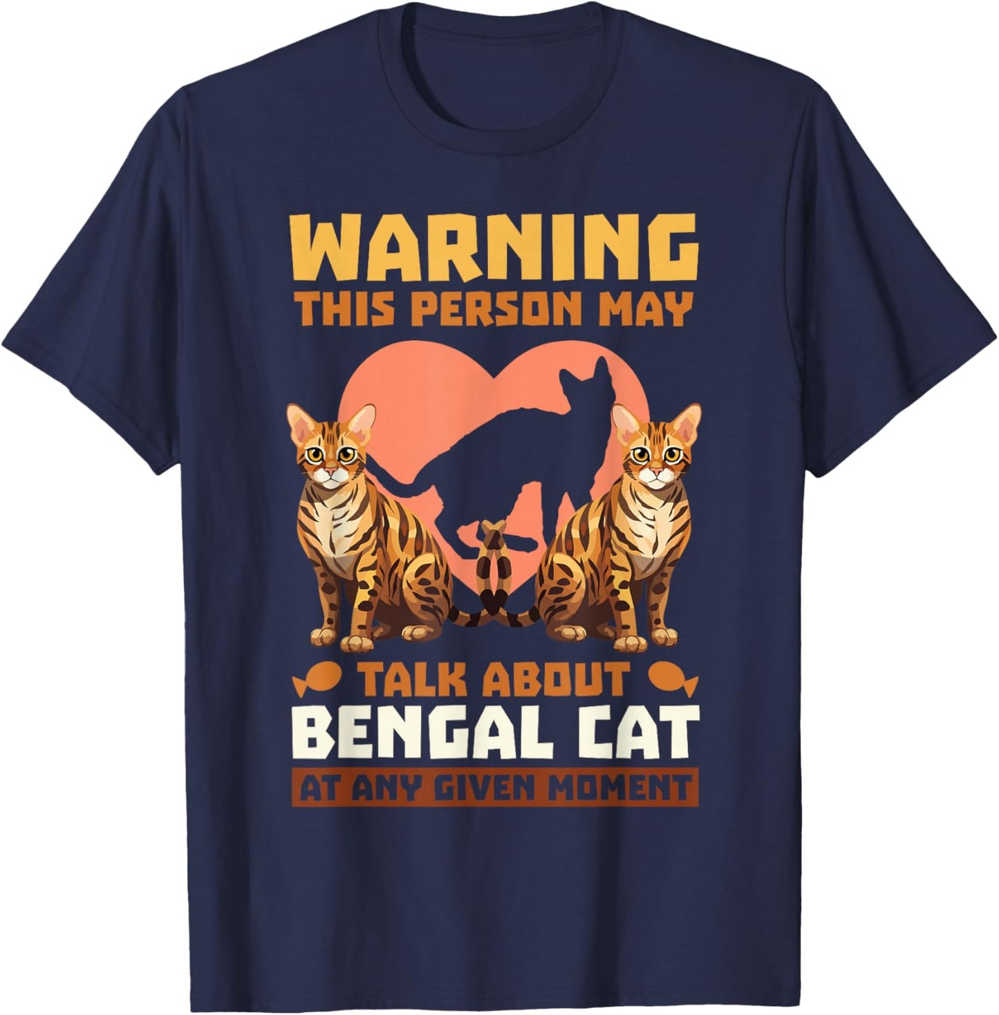 Bengal Cat Kitten Pet Asian Leopard Fur Parents Domestic T-Shirt - T-Shirt | Navy