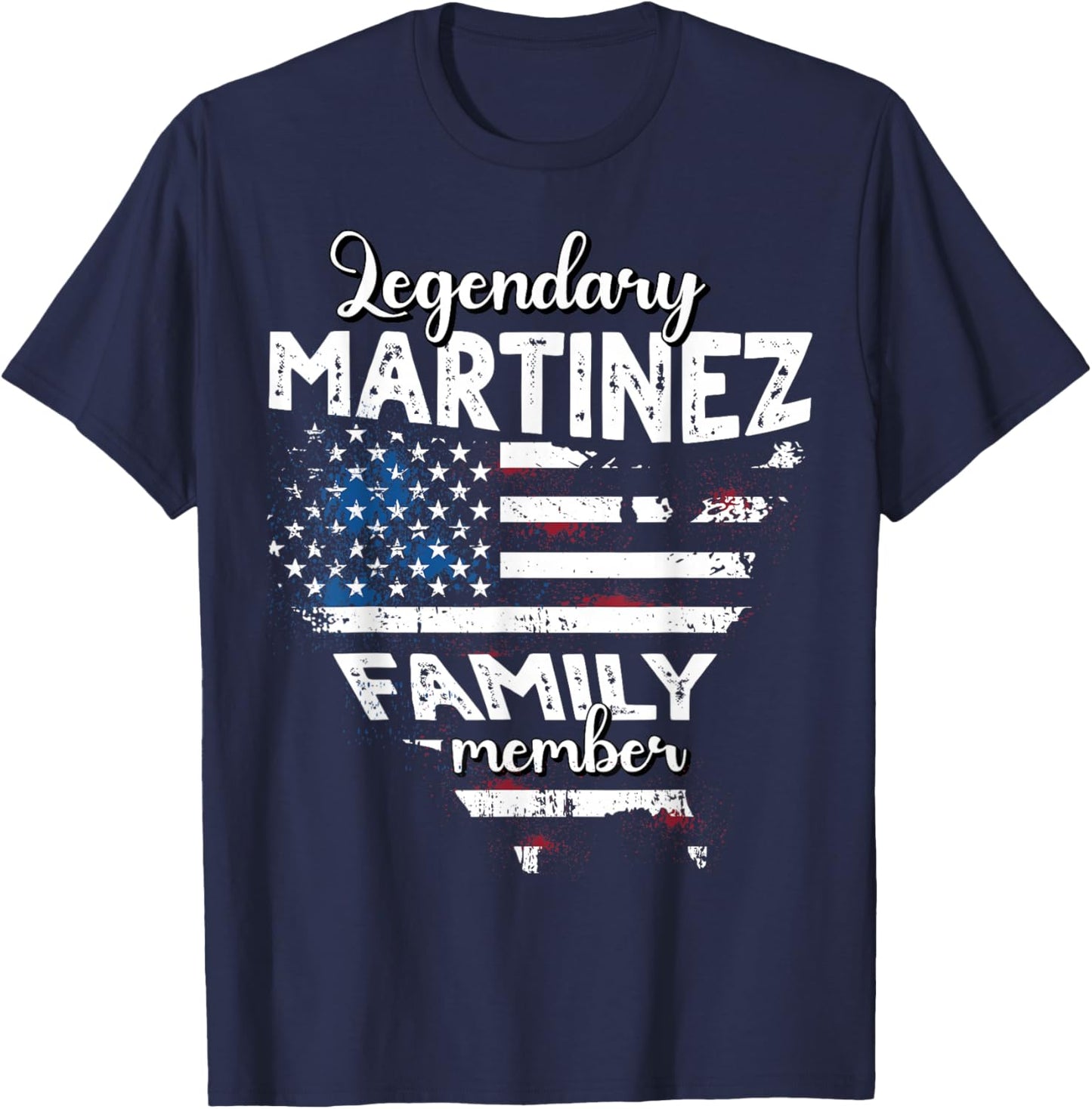 Name Martinez US Flag Martinez Surname Martinez T-Shirt - T-Shirt | Navy