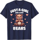 Just A Girl Who Loves Bears, Cute Bear Lovers T-Shirt - T-Shirt | Navy
