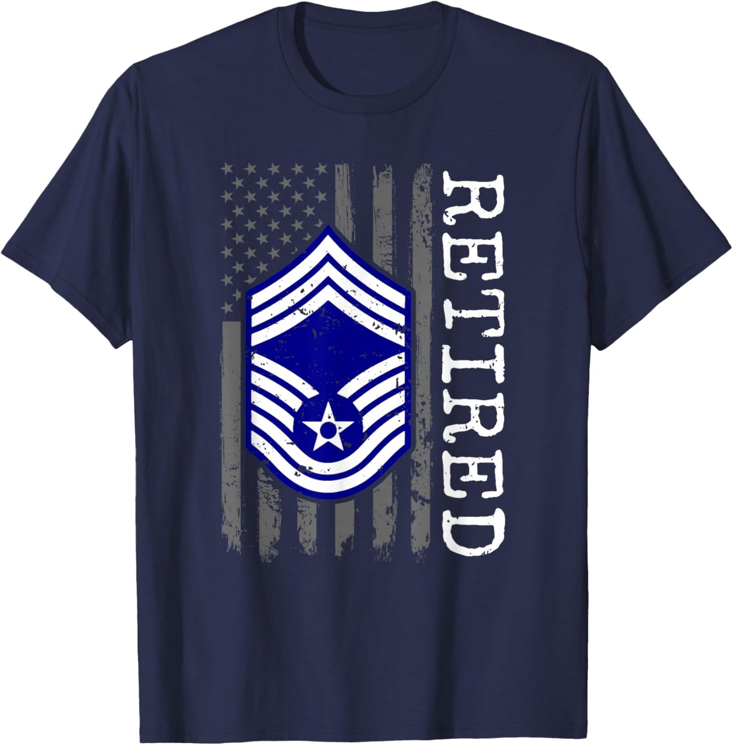 USAF Retired E9 Chief Master Sergeant Subdued Flag T-Shirt - T-Shirt | Navy