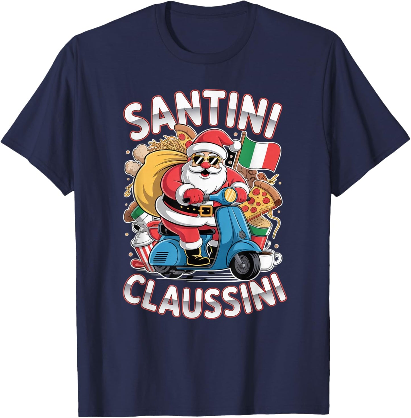 Italian Brainrot Christmas Santini Claussini Funny Santa T-Shirt - T-Shirt | Navy