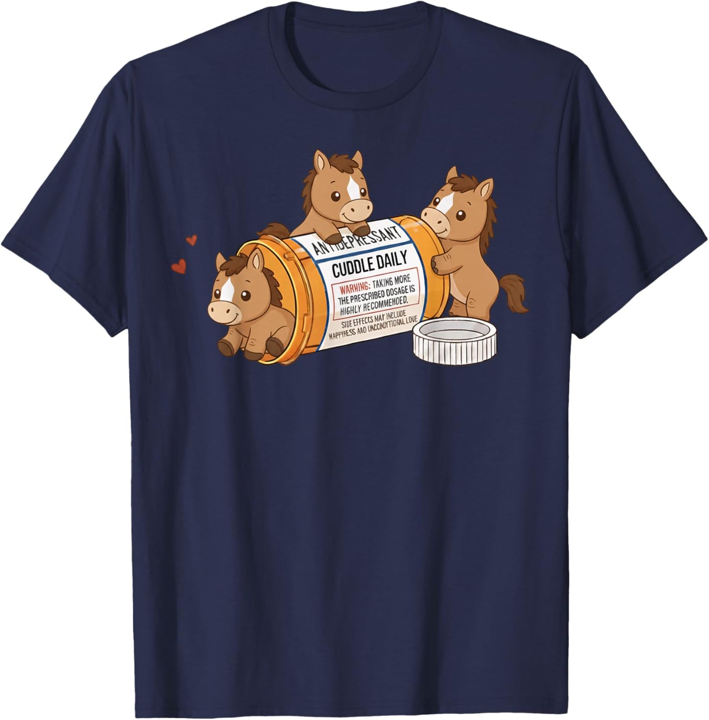 Funny Horse Anti Depressant Zoo Boys Girls Kids T-Shirt - T-Shirt | Navy