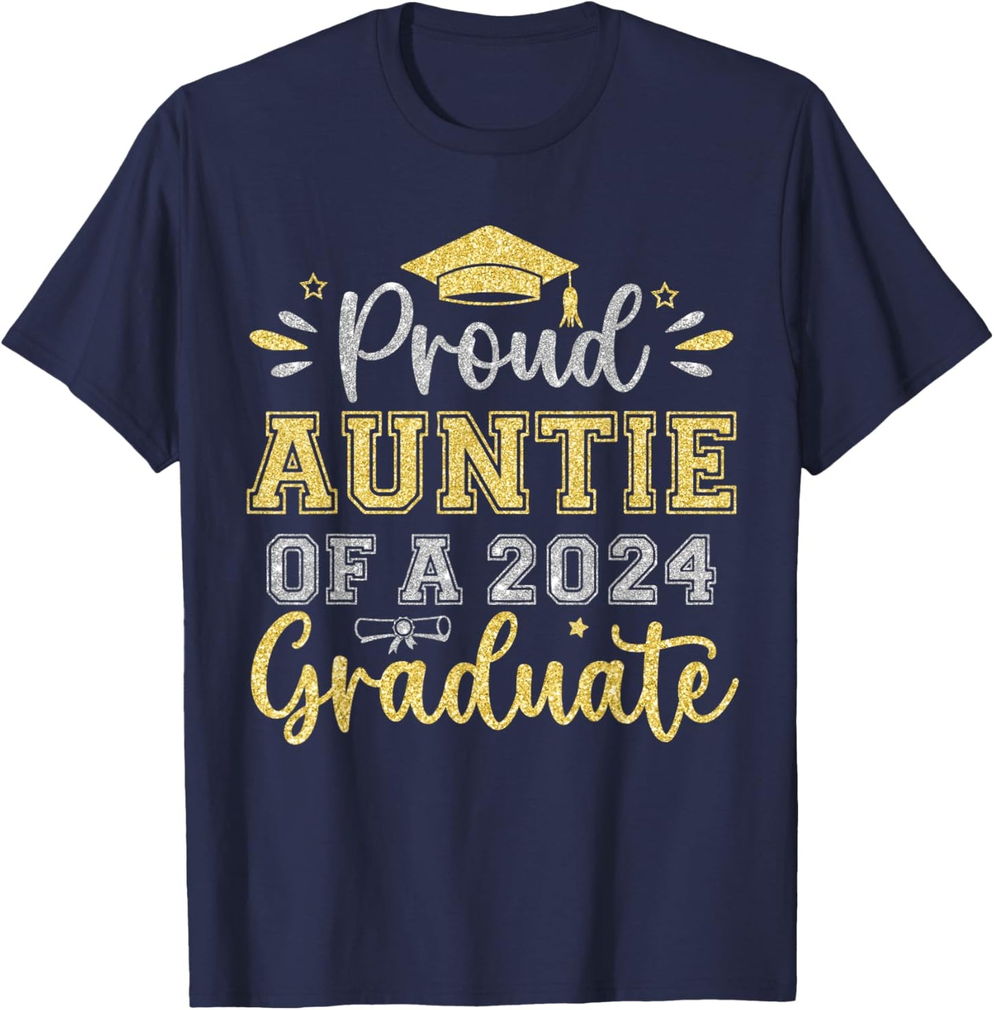 Proud Auntie of a 2024 Graduate Senior Graduation Women T-Shirt - T-Shirt | Navy