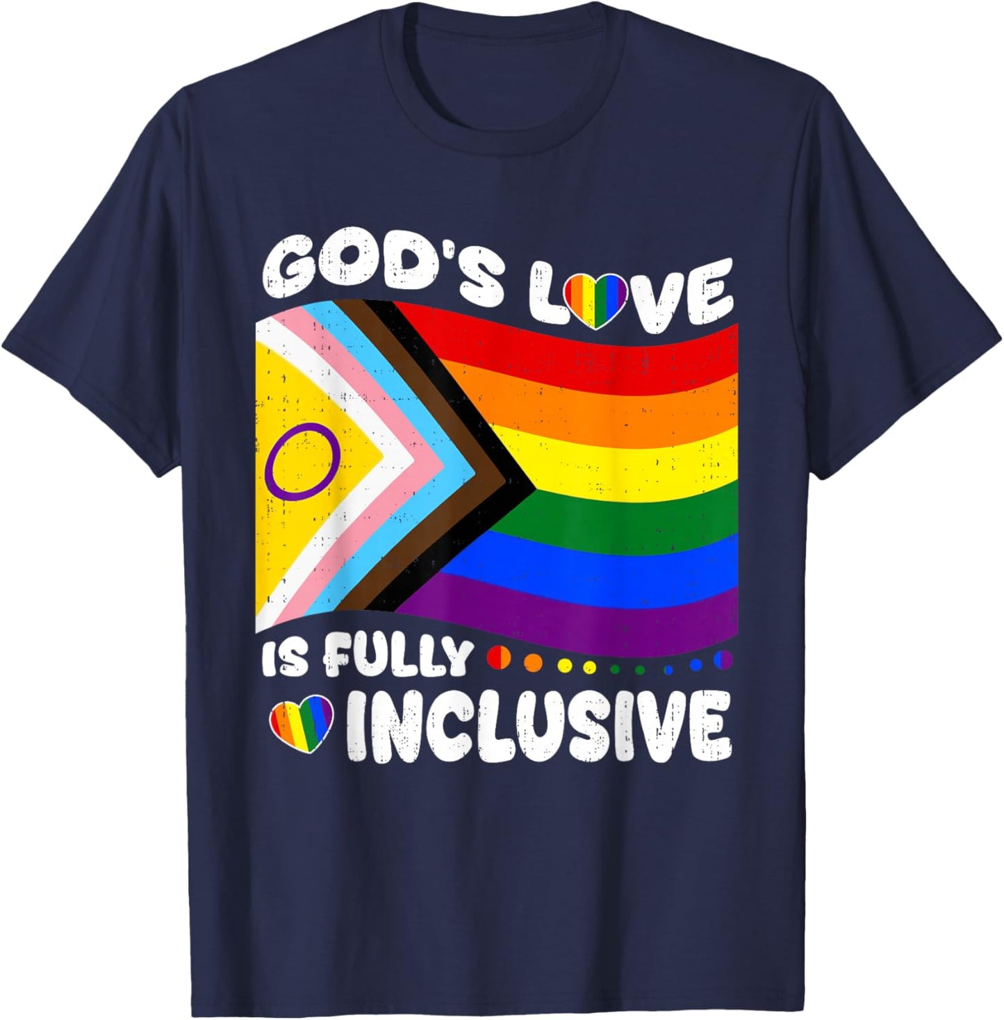 Gods Love Fully Inclusive Rainbow LGBTQ Gay Pride Christian T-Shirt - T-Shirt | Navy