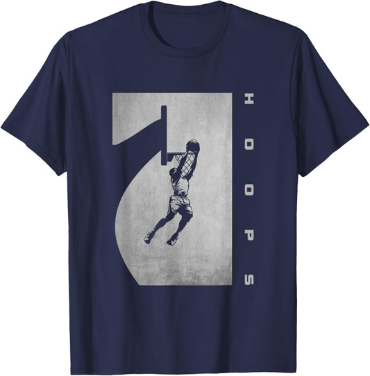 BASBO -Adult Basketball - Black, Small, Short Sleeve, Classic Fit, Imported, 100% Polyester, Basketball Design T-Shirt - T-Shirt | Navy