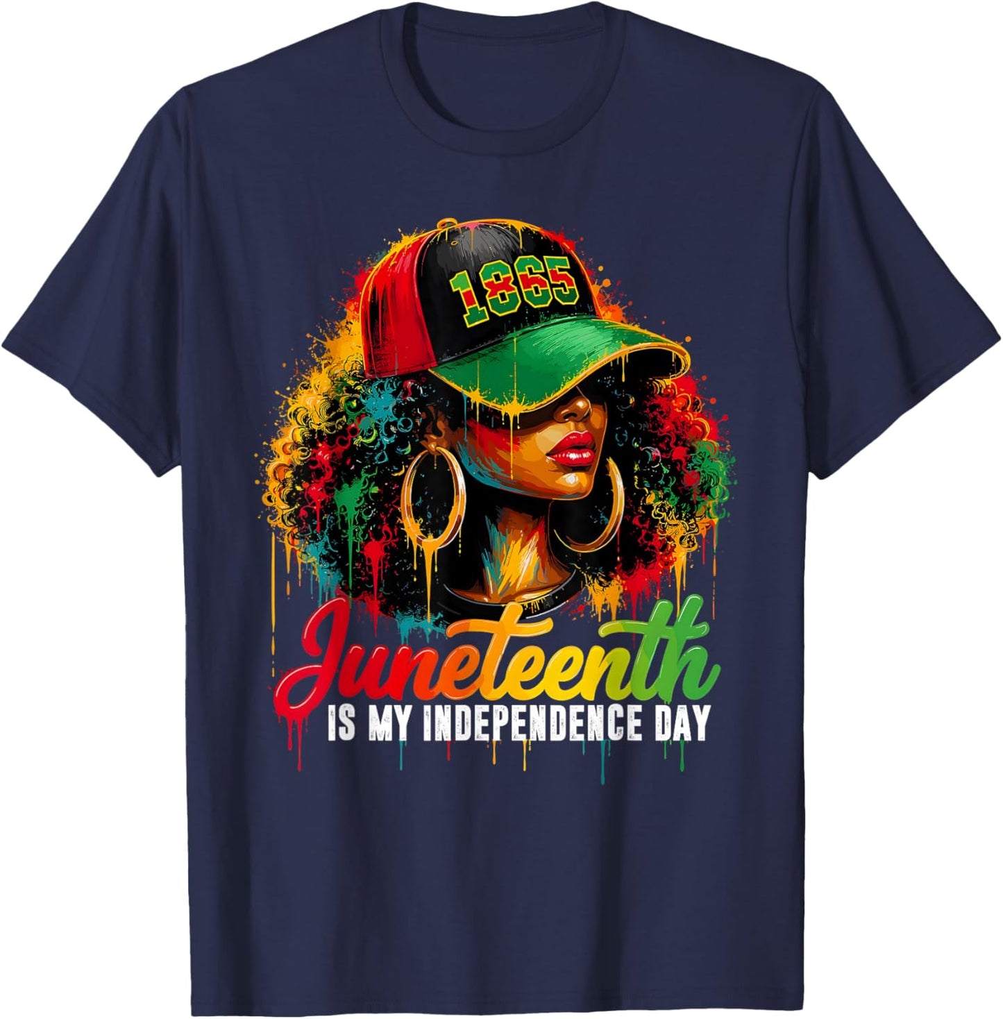 Juneteenth is My Independence Day Black African Women T-Shirt - T-Shirt | Navy