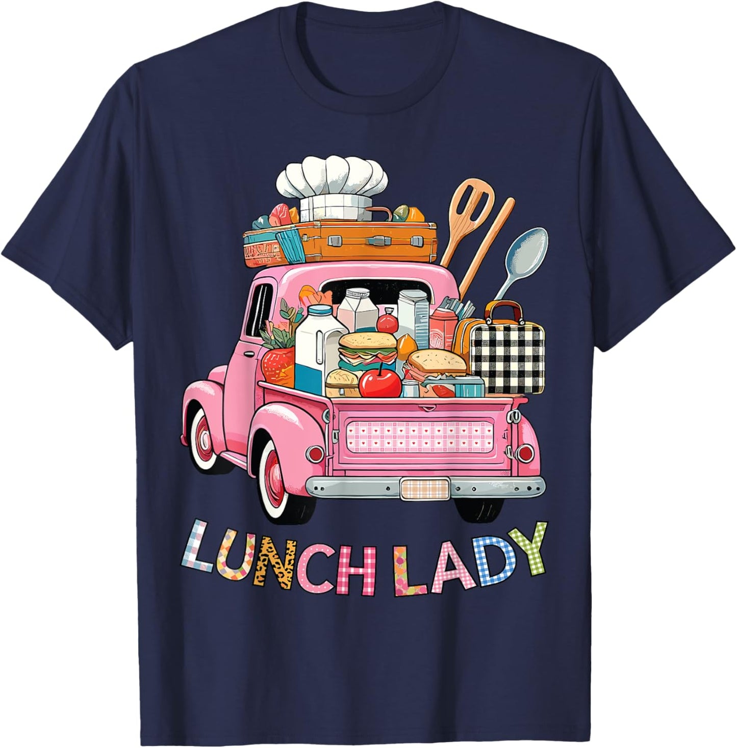Cute Lunch Lady Truck Lunch Ladies Squad Cafeteria Crew T-Shirt - T-Shirt | Navy