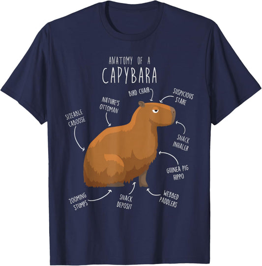 Anatomy Of A Capybara Funny Cute Capybara Lover Kawaii Amine T-Shirt - T-Shirt | Navy