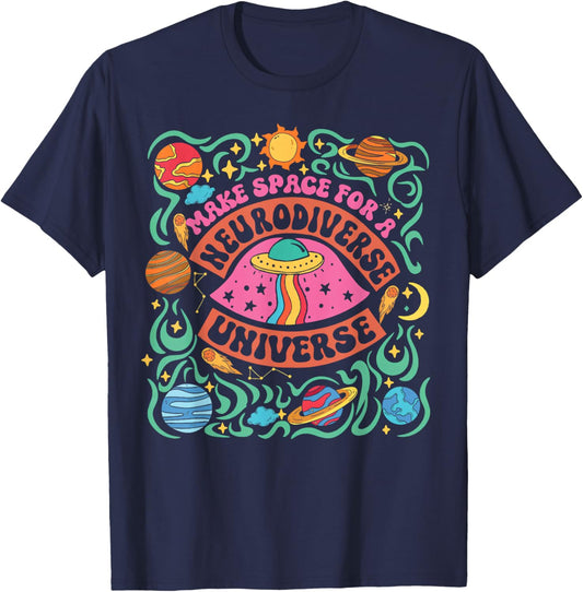 Neurodiverse Universe Special Education Teacher Autism T-Shirt - T-Shirt | Navy