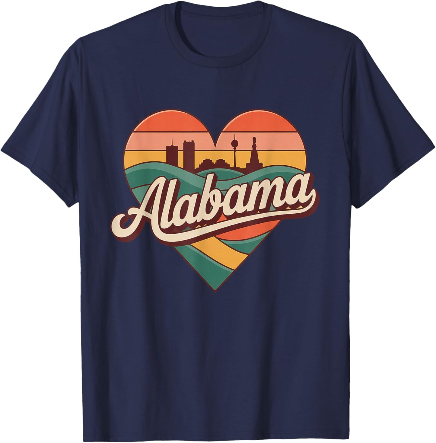 Alabama Vintage Heart - Retro Travel Souvenir T-Shirt - T-Shirt | Navy