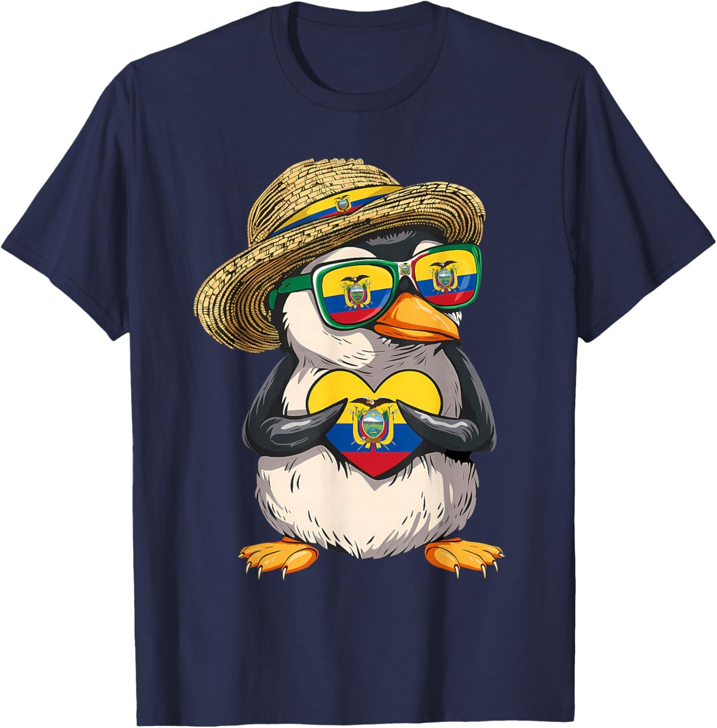 Ecuador Flag Penguin Ecuadorian Pride T-Shirt - T-Shirt | Navy