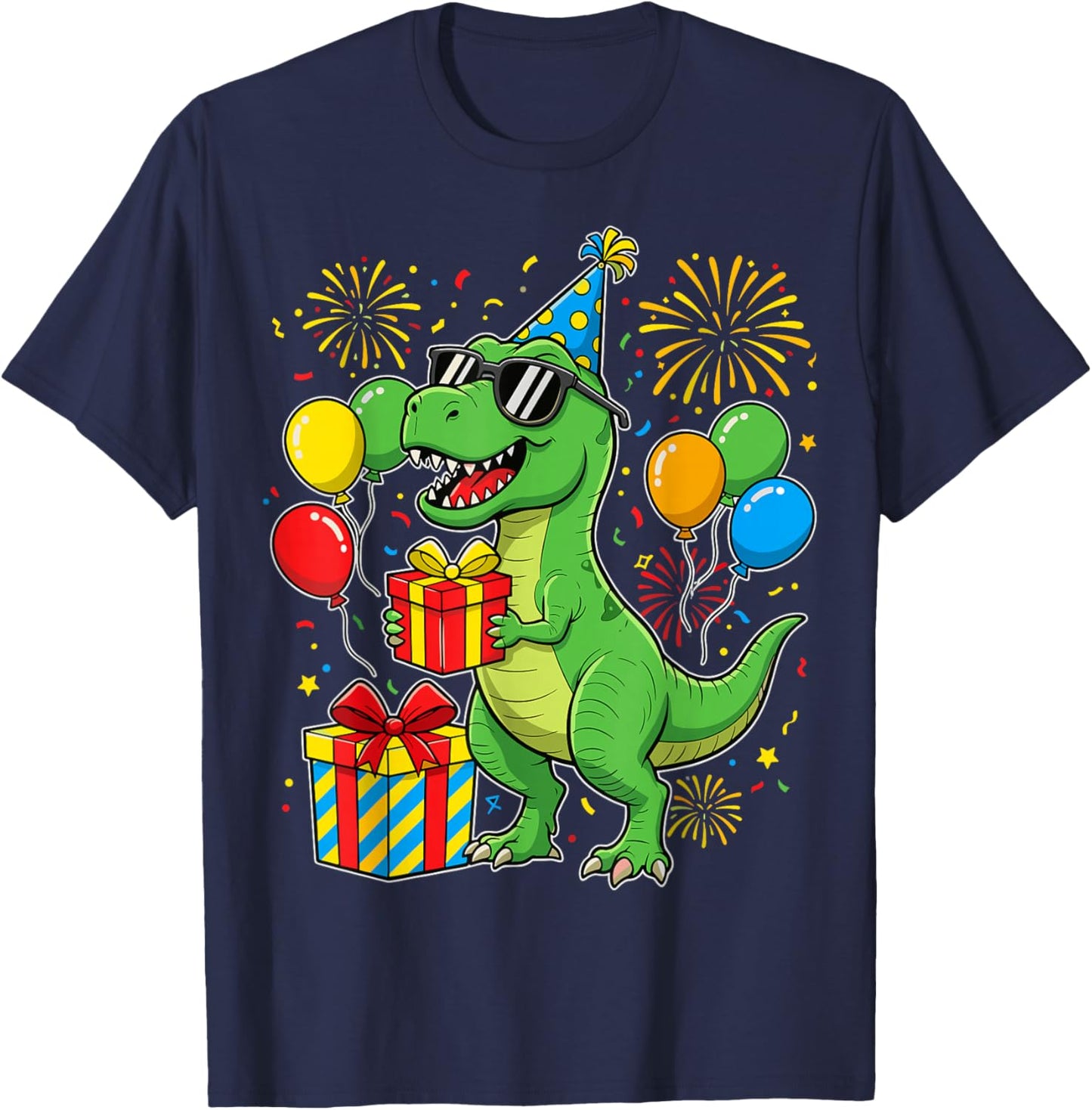 T-Rex Birthday Party Dinosaur T-Shirt - T-Shirt | Navy