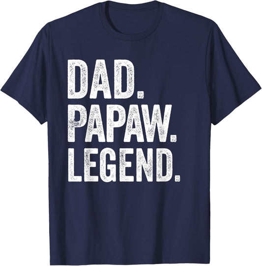 Dad Papaw Legend - Vintage Distressed Bold Papaw Graphic T-Shirt - T-Shirt | Navy