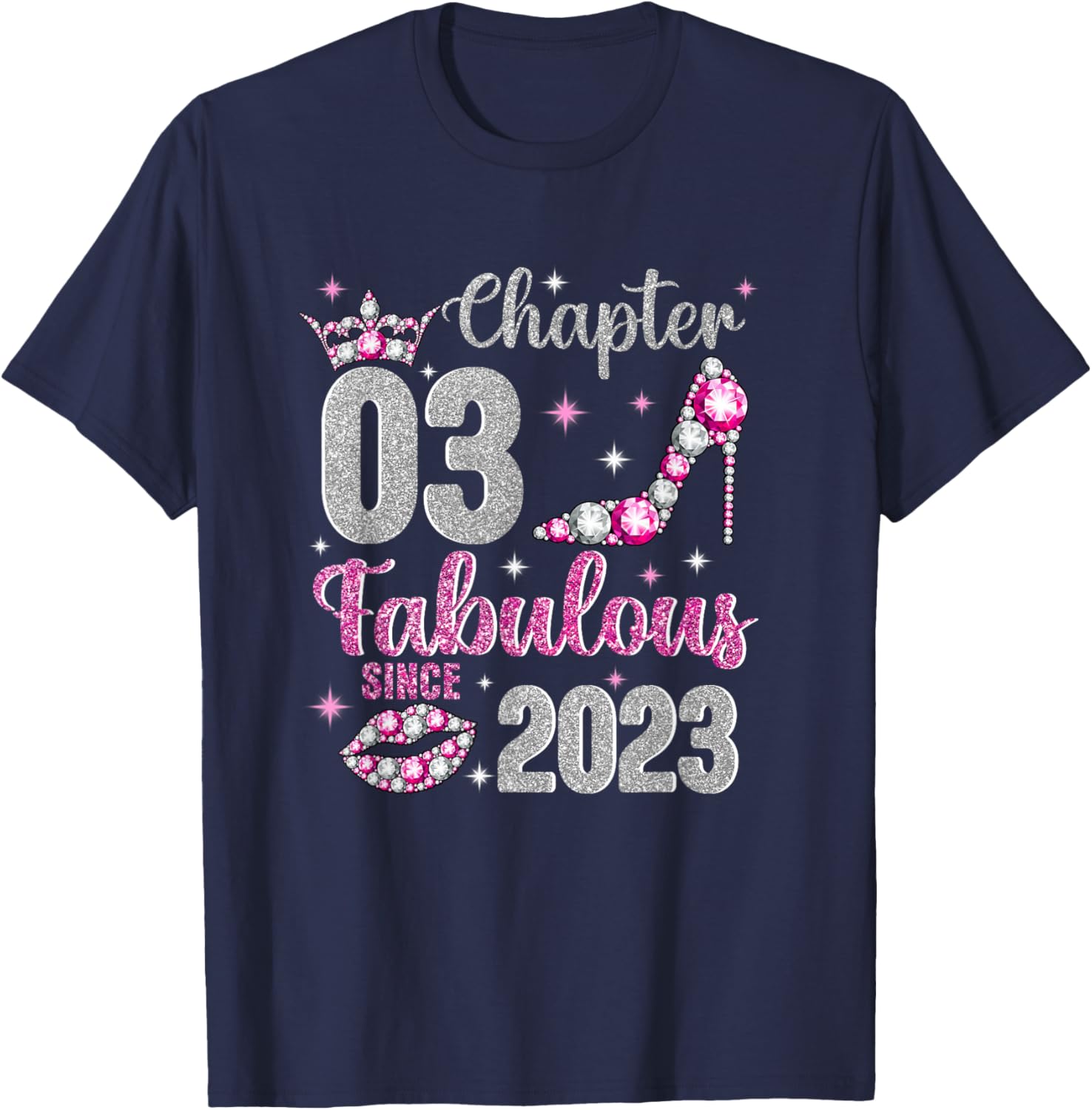 Chapter 3 Fabulous Since 2023 3rd Birthday Women Girl T-Shirt - T-Shirt | Navy