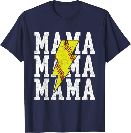 Mama - Softball Lover Softball Mom Softballer T-Shirt - T-Shirt | Navy