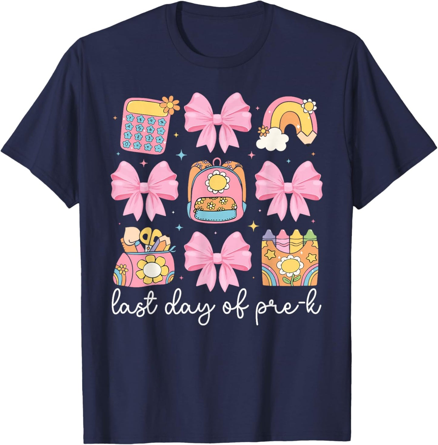 Last Day of Pre-K Coquette Preschool Graduation Pre-K Grad T-Shirt - T-Shirt | Navy