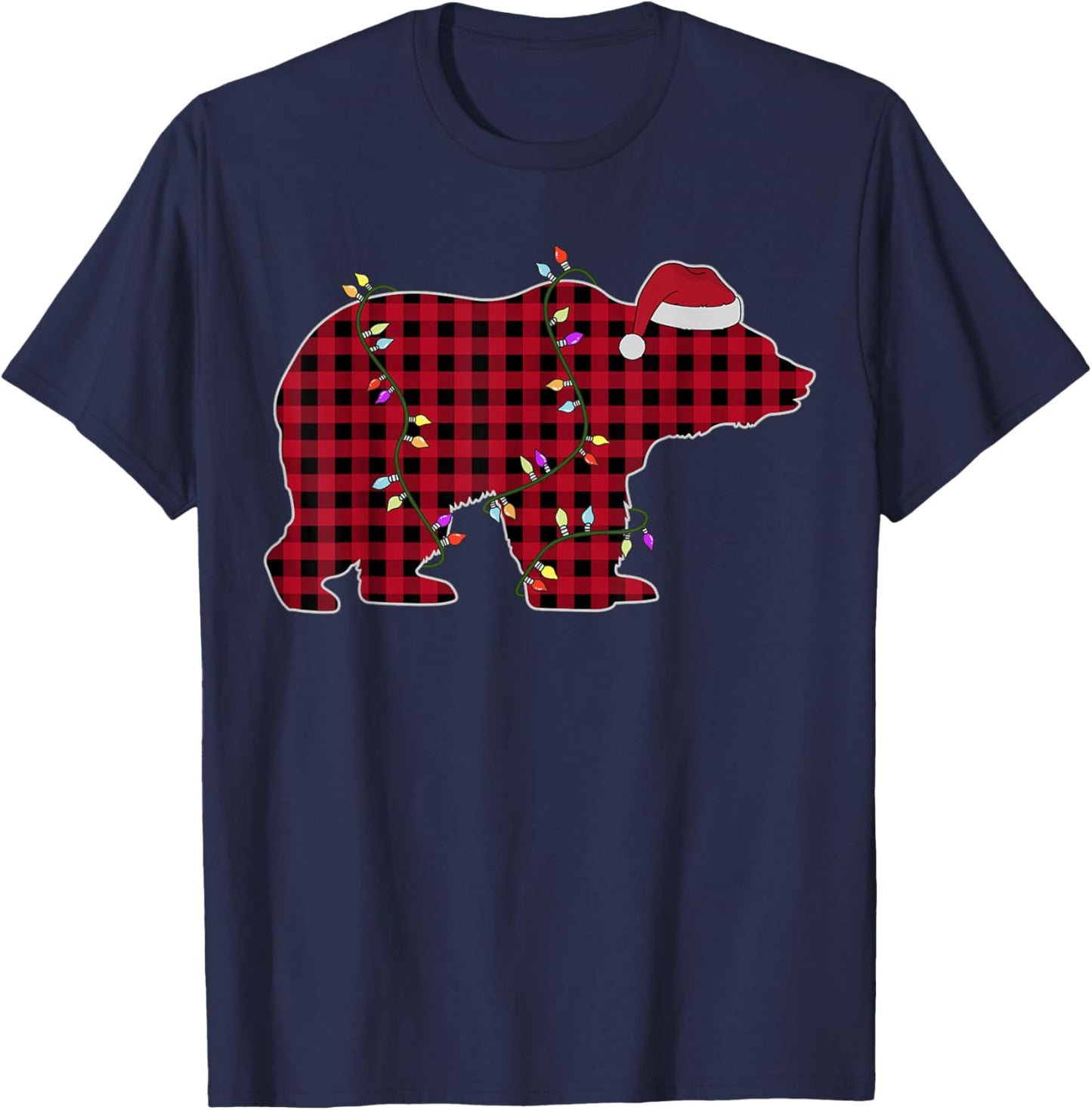 Red Plaid Bear Buffalo Matching Family Christmas T-Shirt - T-Shirt | Navy