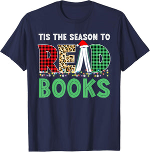 Tis the Season to Read Book Christmas Lover Holiday Reading T-Shirt - T-Shirt | Navy