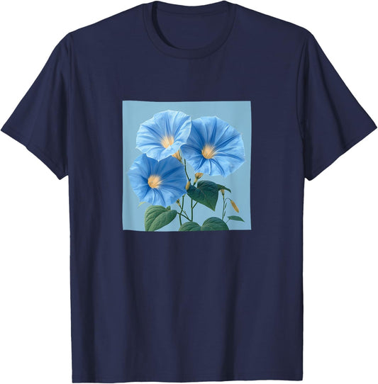 Morning Glory Flower Cottagecore Graphic T-Shirt - T-Shirt | Navy