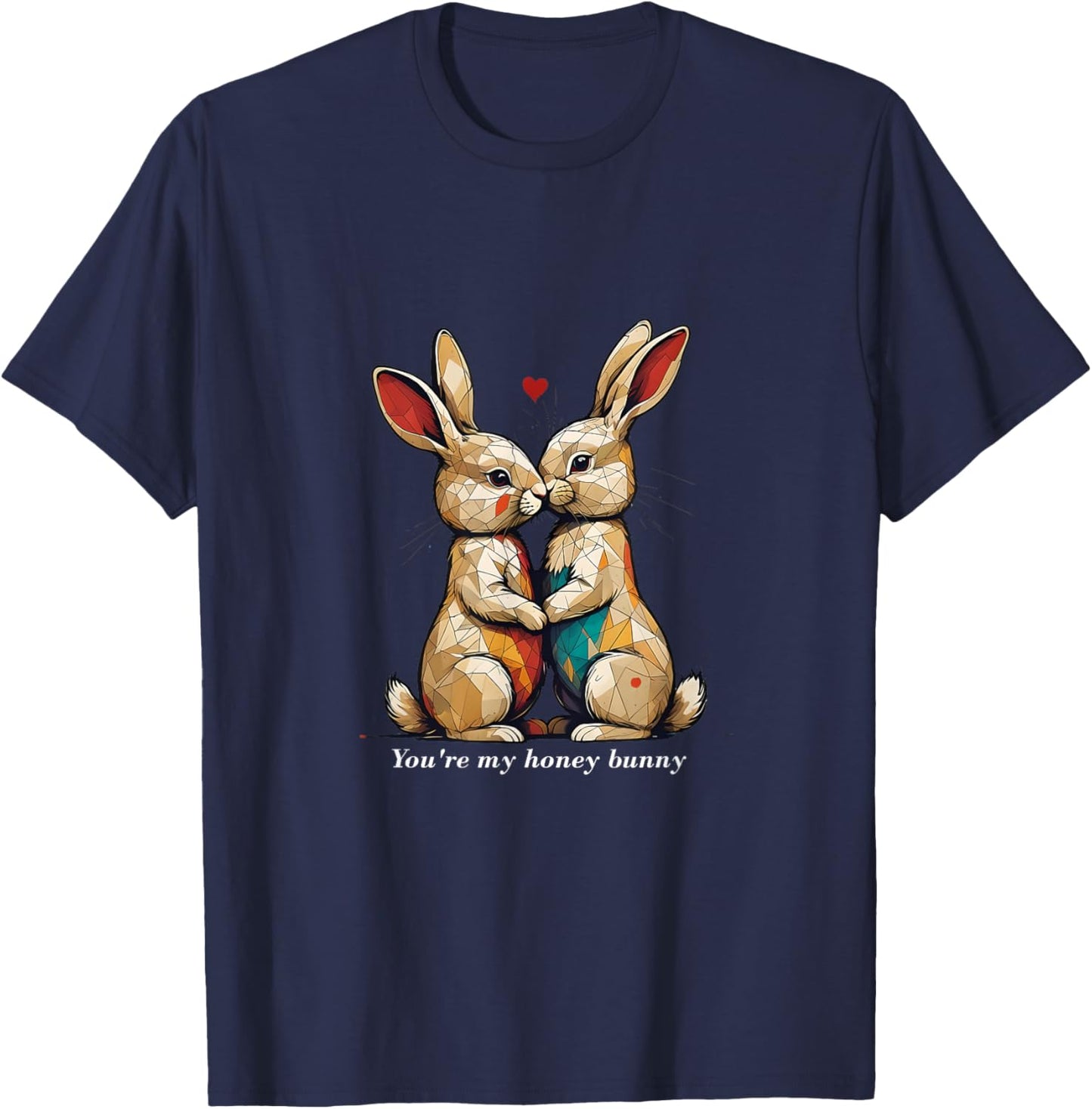 Gift Valentine's Day Anniversary Kissing Honey Bunny T-Shirt - T-Shirt | Navy