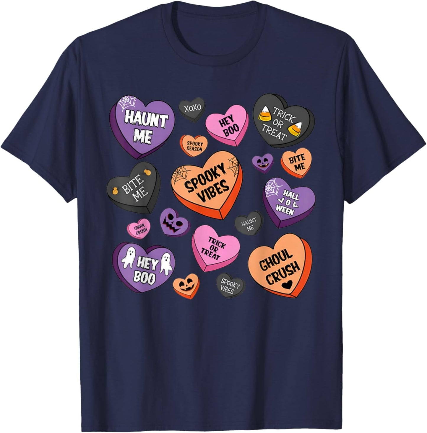Horror Spooky Candy Heart Valentines Day Lover Halloween T-Shirt - T-Shirt | Navy