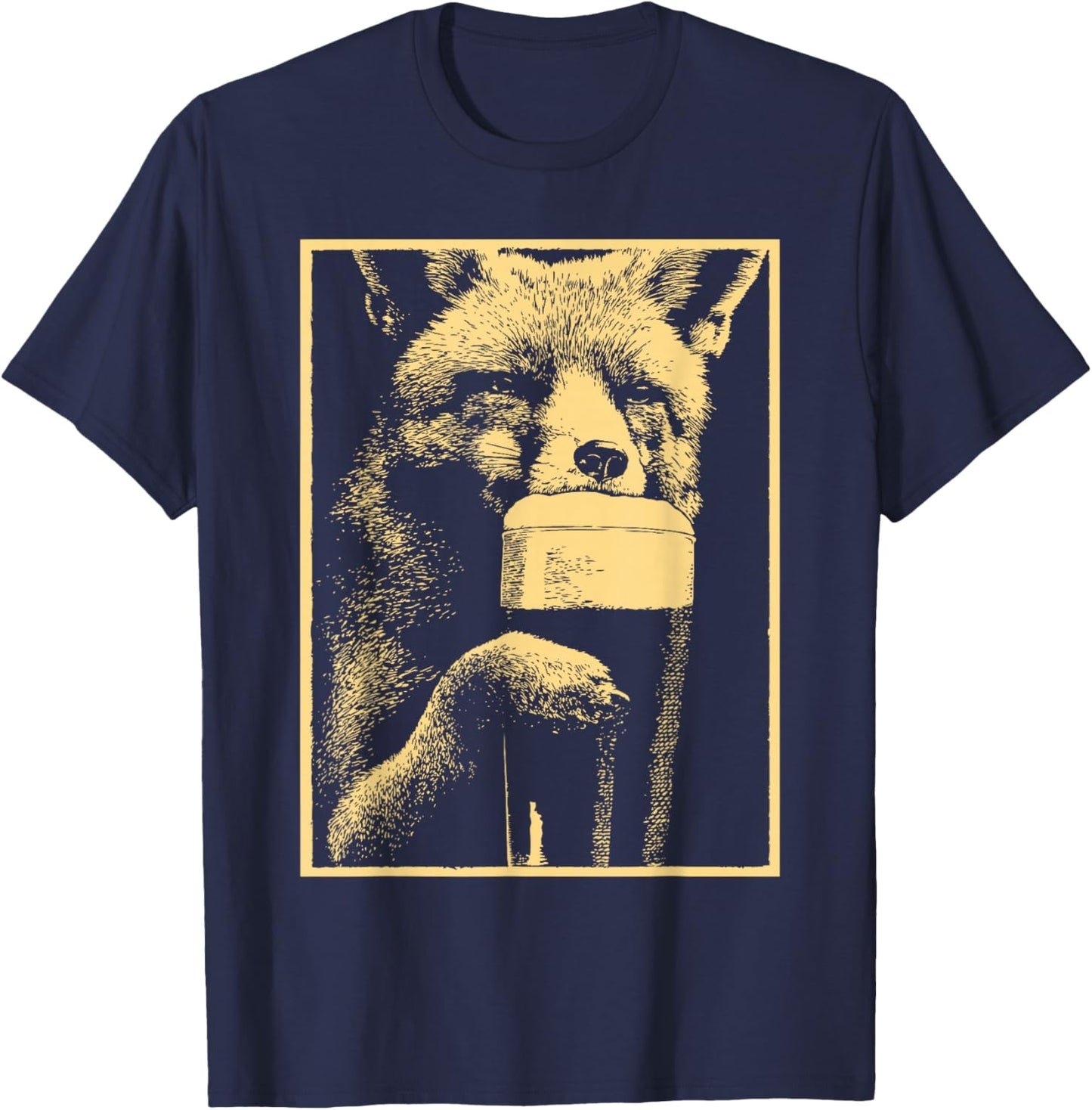 Fox with Beer Drinking Humour for St. Patricks Day T-Shirt - T-Shirt | Navy