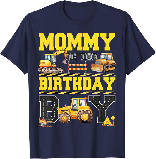 Mommy Of The Birthday Digger for Boy Excavator Builder Bday T-Shirt - T-Shirt | Navy