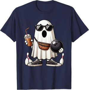Funny Ghost Bowling Boo Coffee Halloween Kids T-Shirt - T-Shirt | Navy