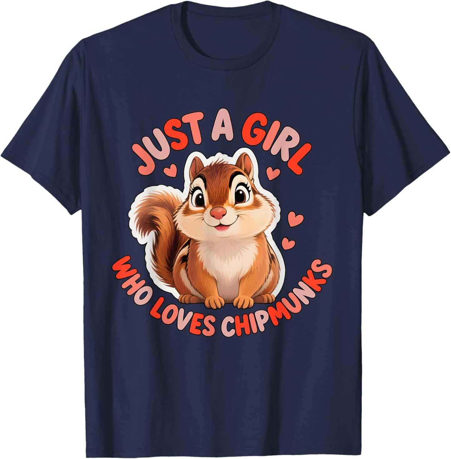 Cute Girl Loves Chipmunks Costume Kids Boys Girls Men Women T-Shirt - T-Shirt | Navy
