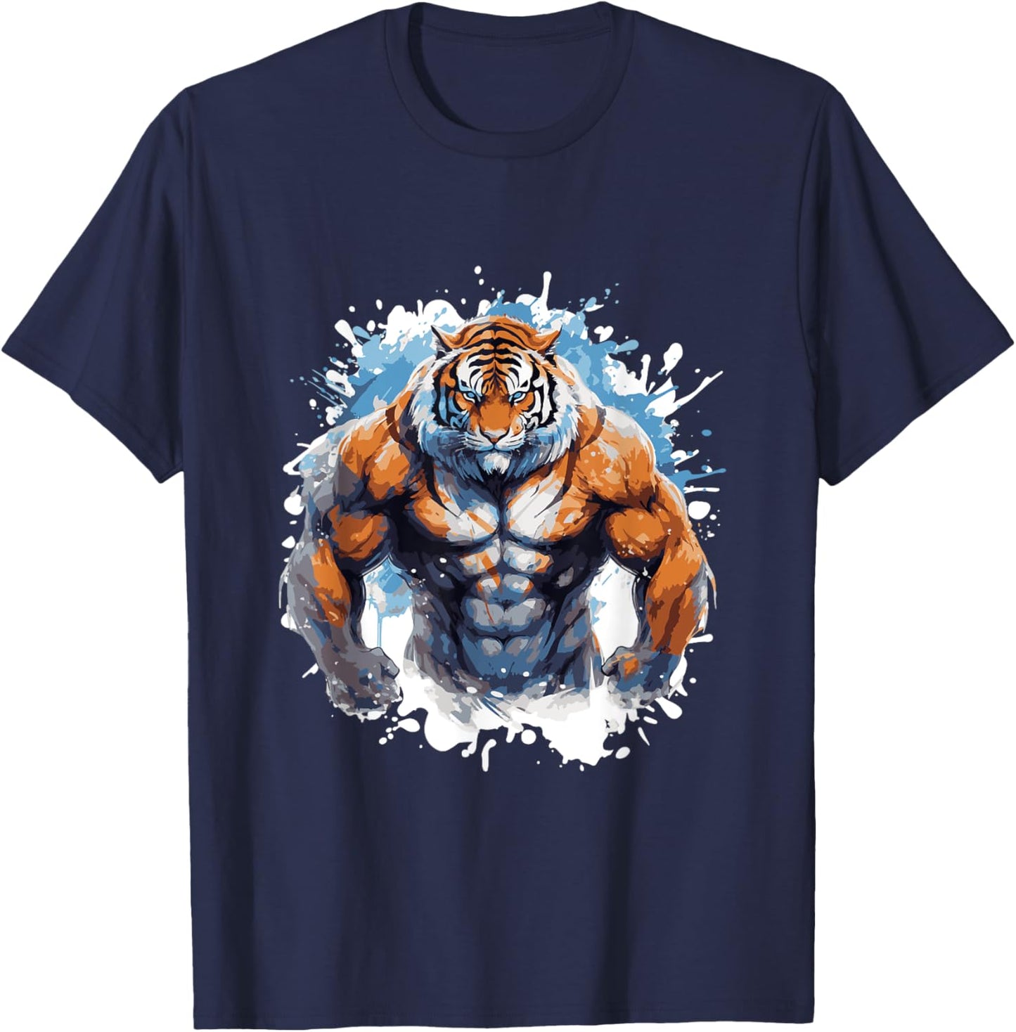 Tiger Workout Gym Beast Fighter Bodybuilder T-Shirt - T-Shirt | Navy