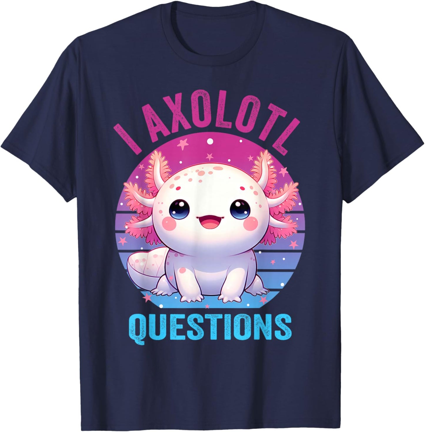 I Axolotl Questions Kids Funny Cute Axolotl Retro Vintage T-Shirt - T-Shirt | Navy