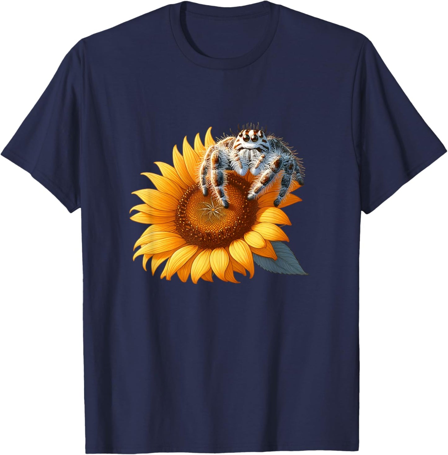 Jumping Spider on a Sunflower T-Shirt - T-Shirt | Navy
