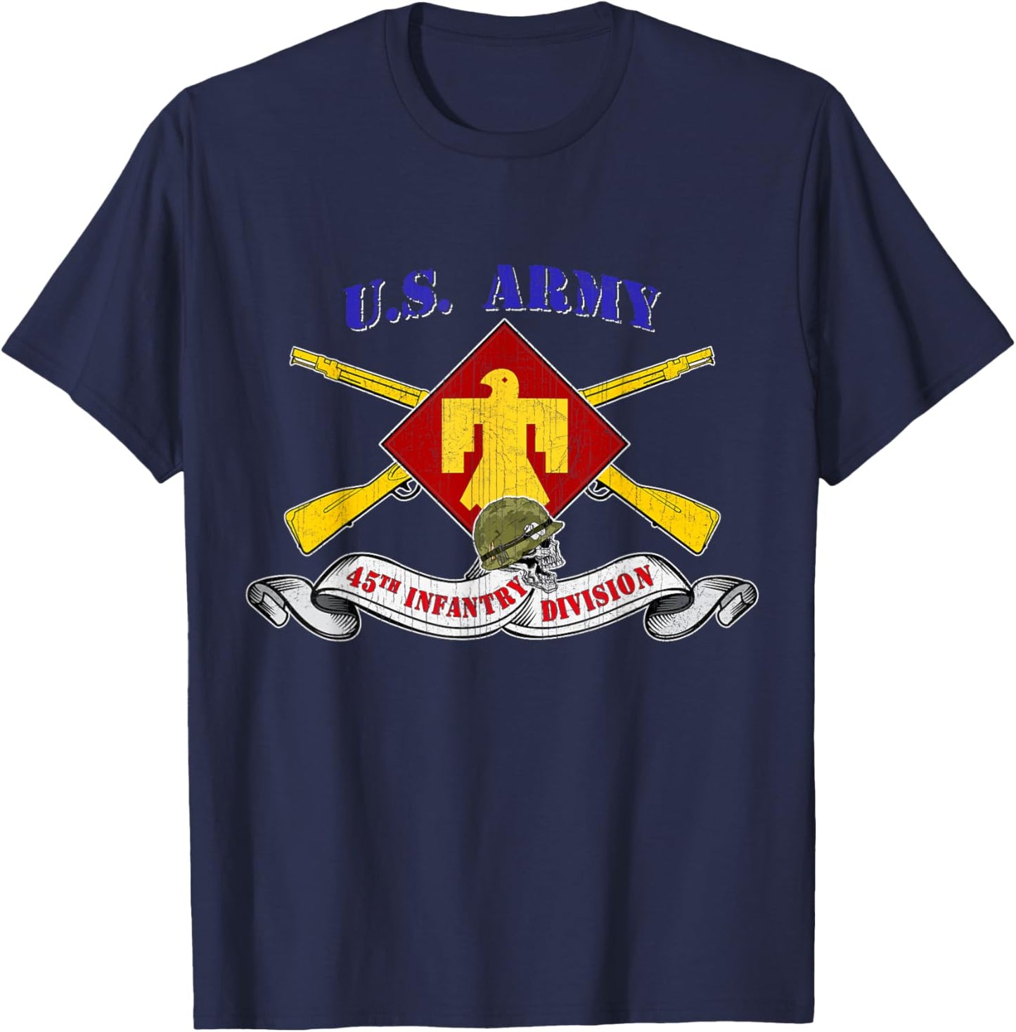45th Infantry Division 45th ID Veteran Vintage Gifts T-Shirt - T-Shirt | Navy