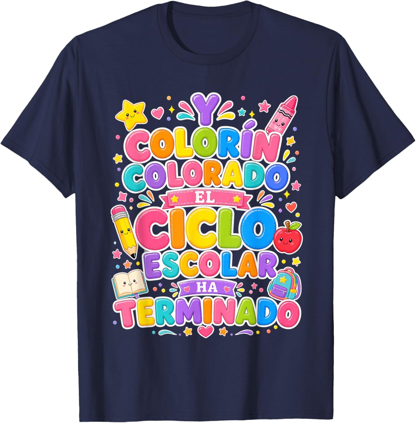 Cute Ultimo Dia de Escuela Spanish en Espanol T-Shirt - T-Shirt | Navy