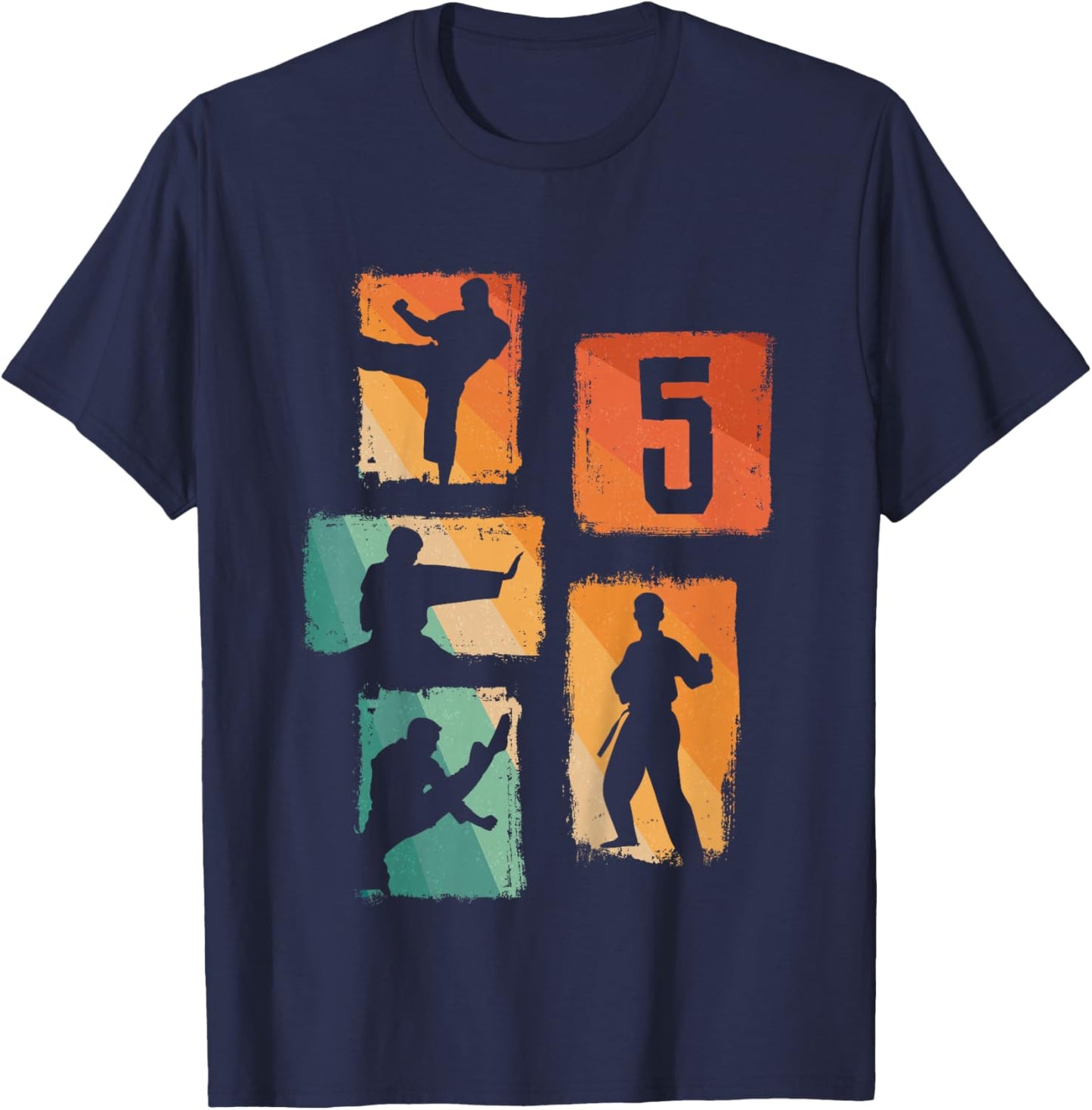 5th Birthday Karate Taekwondo 5 Years Old Boy Martial Arts T-Shirt - T-Shirt | Navy
