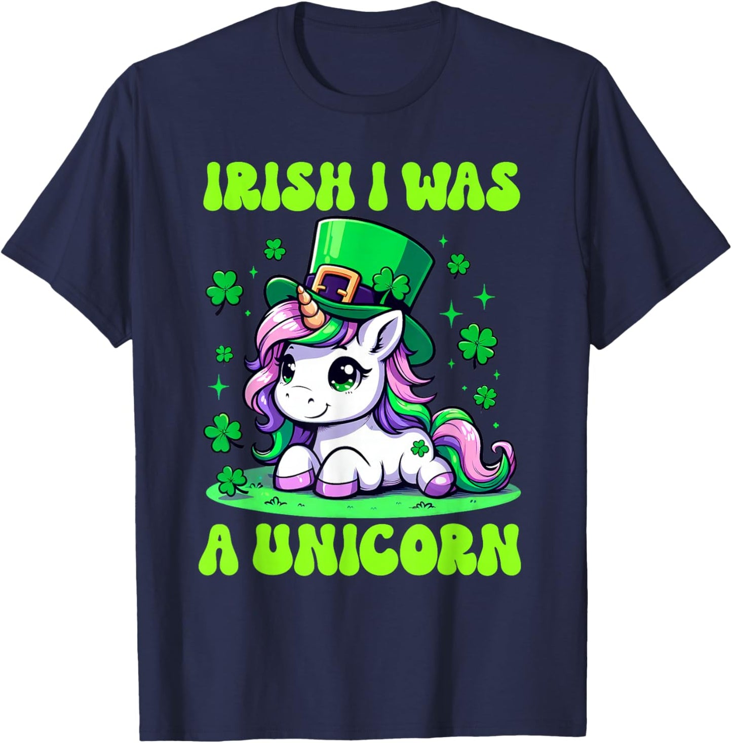 Unicorn St Patrick's Day Irish I Was A Unicorn Lepricorn T-Shirt - T-Shirt | Navy