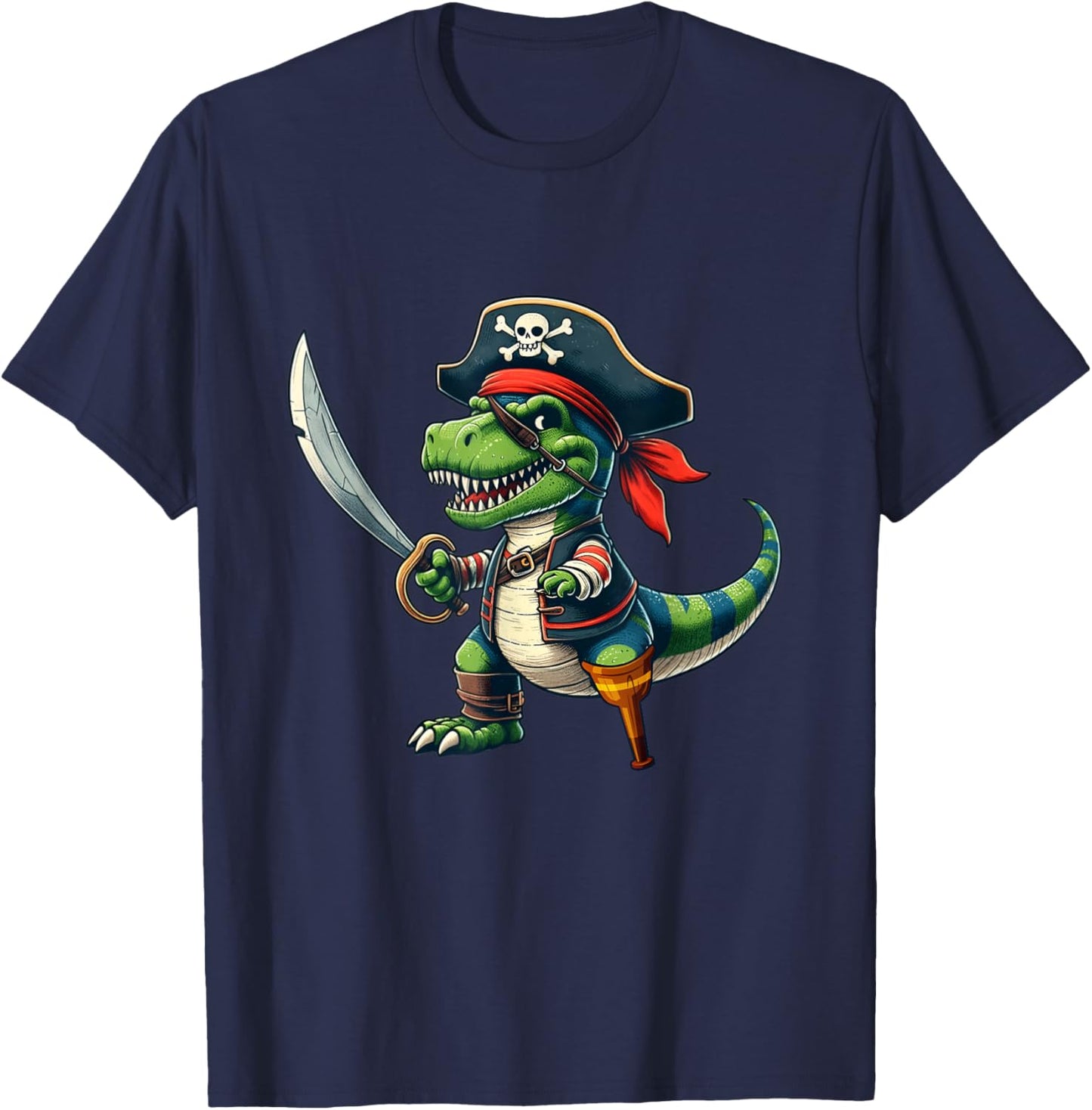 Toddler Pirate Shirt Dinosaur T-Rex Tyrannosaurus Halloween T-Shirt - T-Shirt | Navy