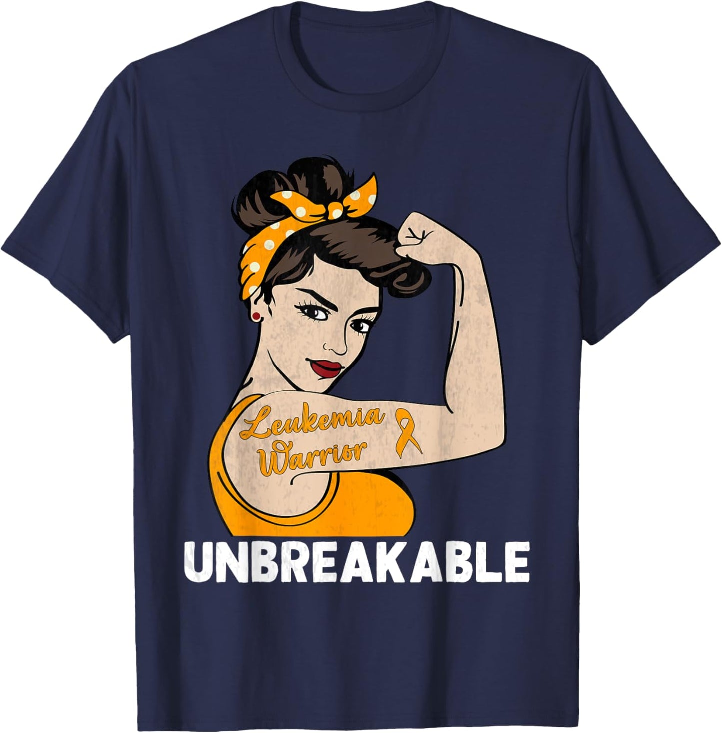 Leukemia Warrior Women Mom Daughter Unbreakable Awareness T-Shirt - T-Shirt | Navy