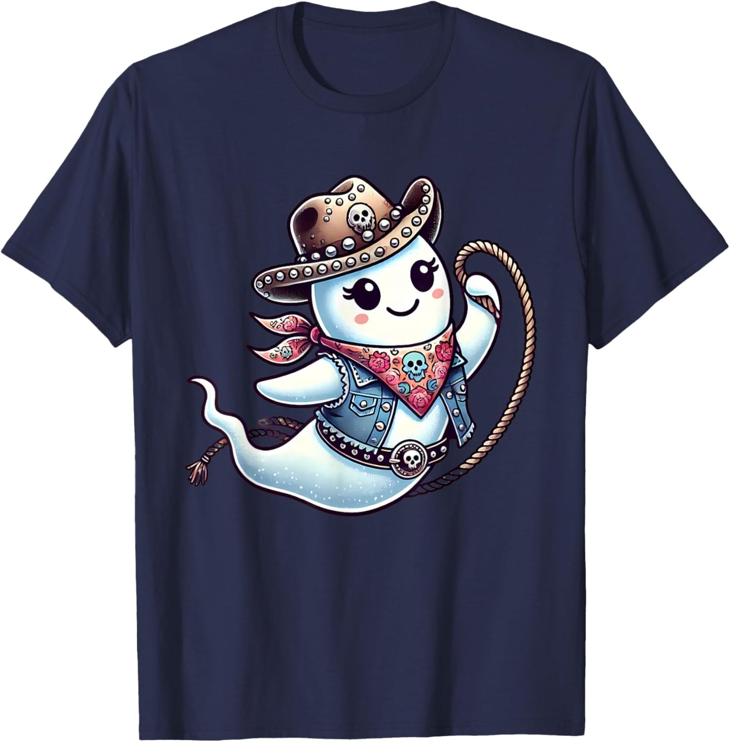 Ghost Cowgirl Country Rodeo Western Halloween Costume T-Shirt - T-Shirt | Navy