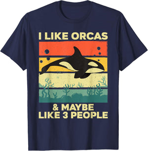 Cool Orca Design Women Kids Killer Whale Ocean Orca T-Shirt - T-Shirt | Navy