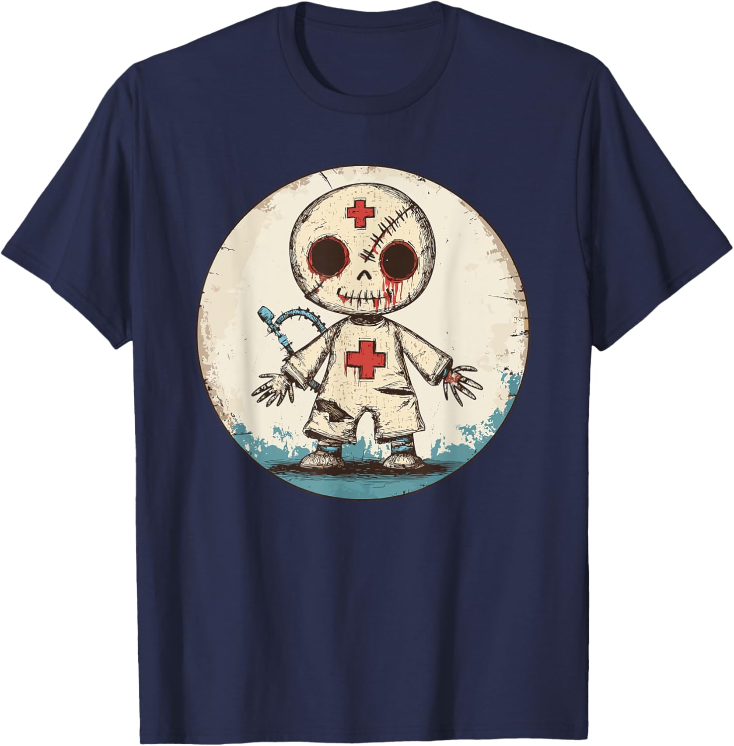 Zombie Nurse Costume Creepy Doll Halloween T-Shirt - T-Shirt | Navy