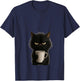 Grumpy Black Cat Coffee Mug Morning Mood Design V-Neck T-Shirt - T-Shirt | Navy