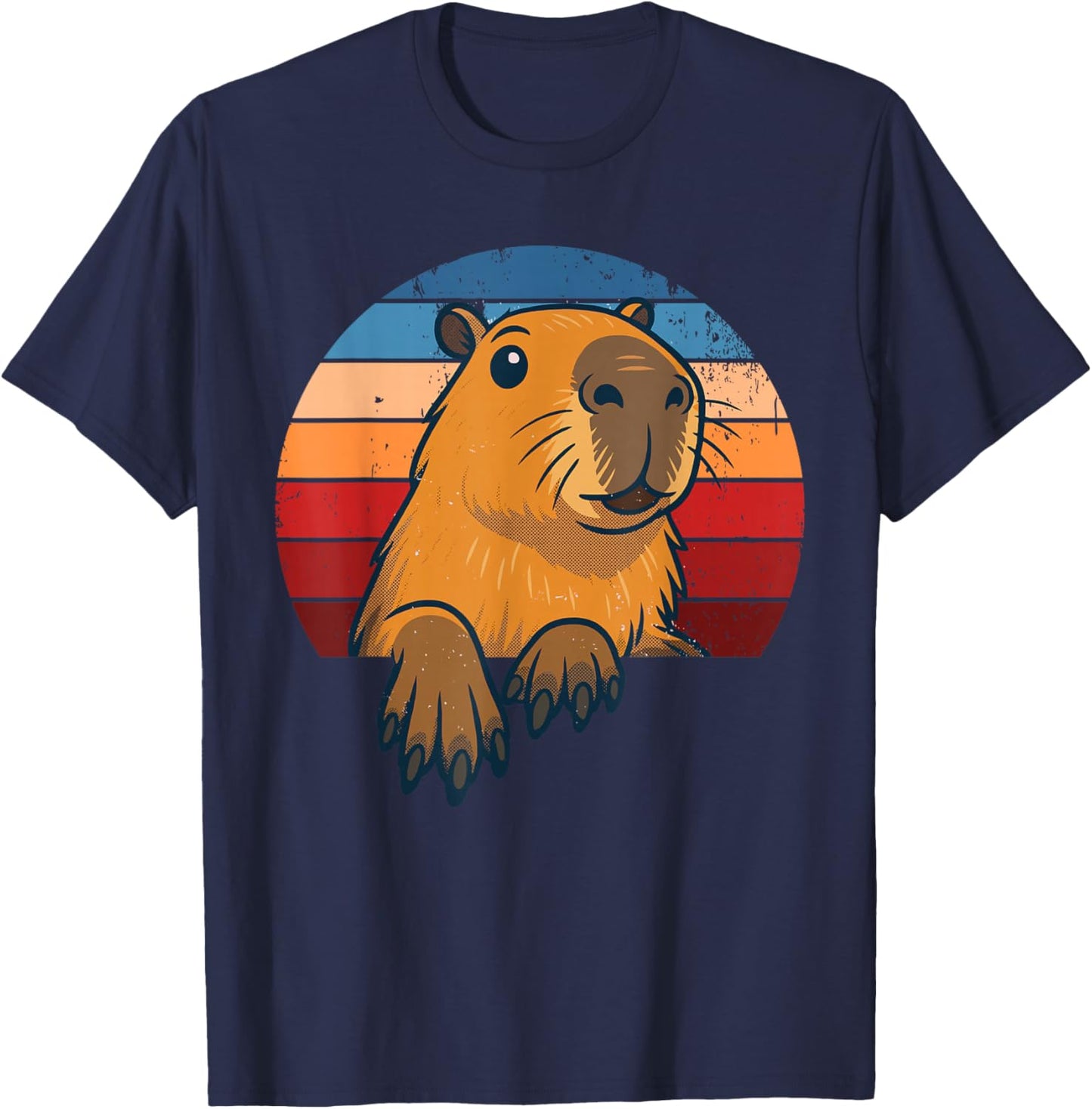 Retro Capybara Vintage Novelty Funny Capybara T-Shirt - T-Shirt | Navy