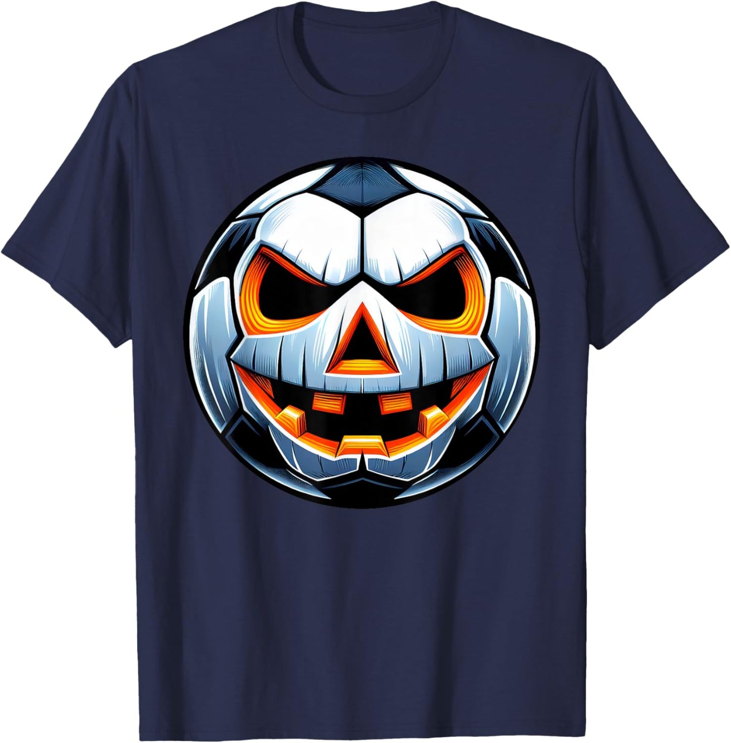 Funny Halloween Jack O Lantern Soccer Player Coach Pitcher T-Shirt - T-Shirt | Navy