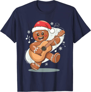 Gingerbread Playing Guitar T-Shirt - T-Shirt | Navy