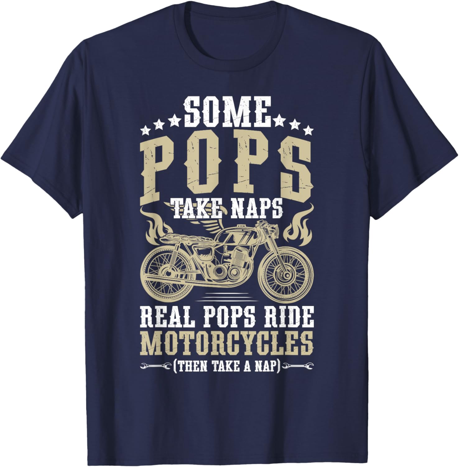 Real Pops Ride Motorcycle Rider Pop Biker Pop Grandpa T-Shirt - T-Shirt | Navy
