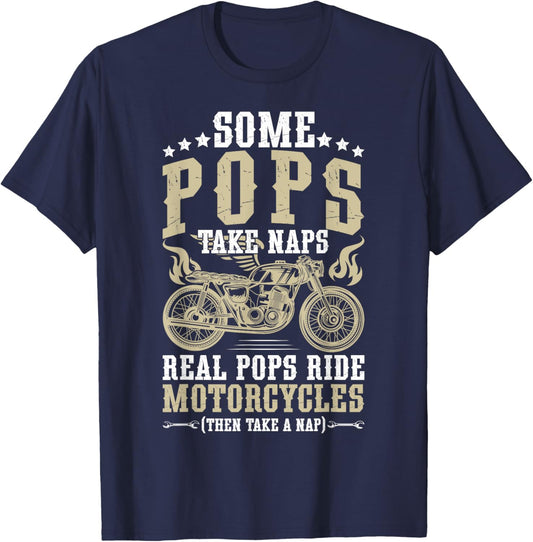 Real Pops Ride Motorcycle Rider Pop Biker Pop Grandpa T-Shirt - T-Shirt | Navy
